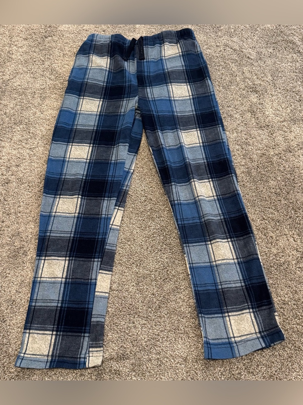 Perry Ellis Blue Plaid Fleece Jogger Pants